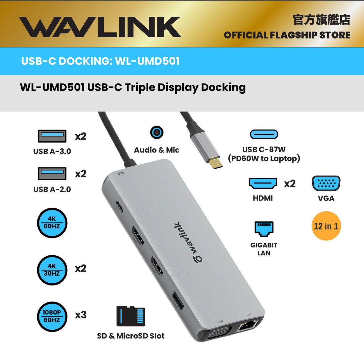 Wavlink Usb C Type C Pd In Triple Display Adapter Wl