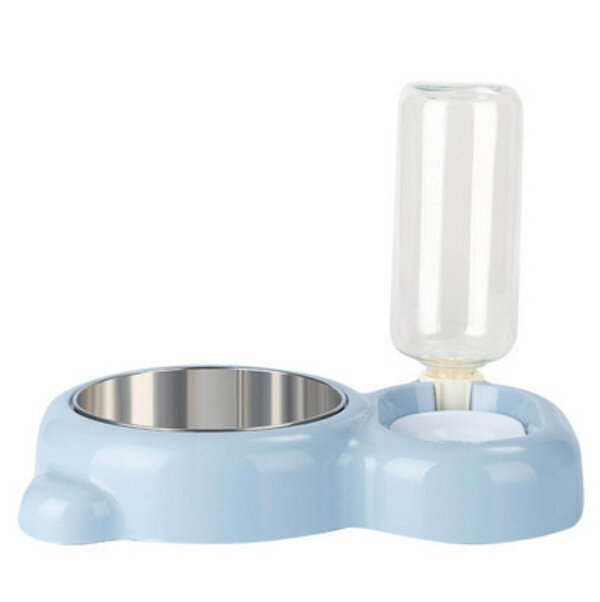 雙碗自動飲水寵物碗(藍色) （27.5*19cm )