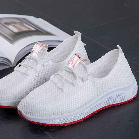 透氣網鞋網面運動鞋【白色】【36-40碼】(下單後請聯絡客服確認發貨尺碼)