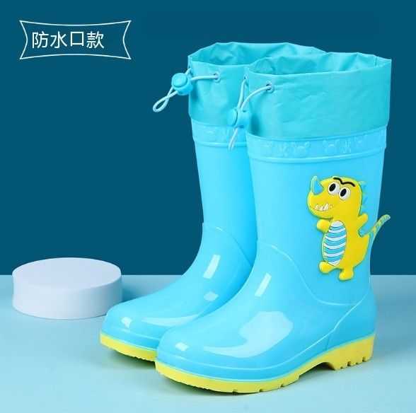 兒童中筒防滑卡通雨鞋（007雙色恐龍藍色固定防水口）【160-220碼】【下單後聯絡客服確認發貨尺碼】