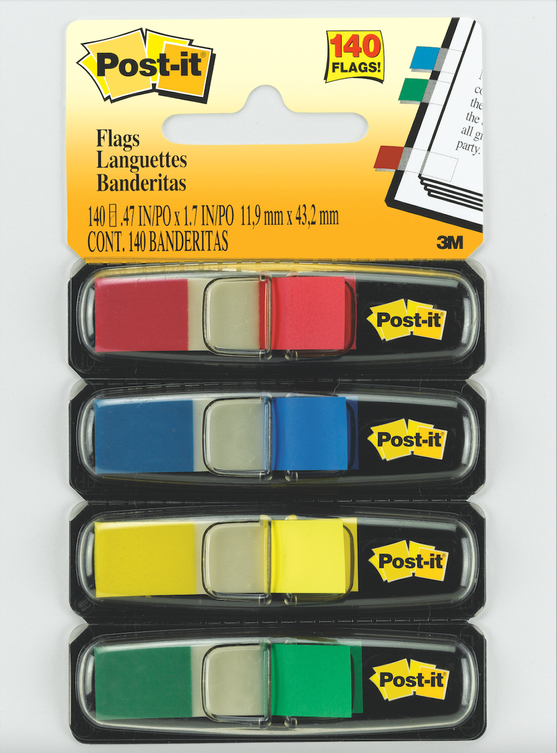 3M™ | Post-it® 報事貼® 旗仔 彩虹4色 紅/藍/黃/綠 683-4 (35張 x 4色) | HKTVmall 香港最大網購平台