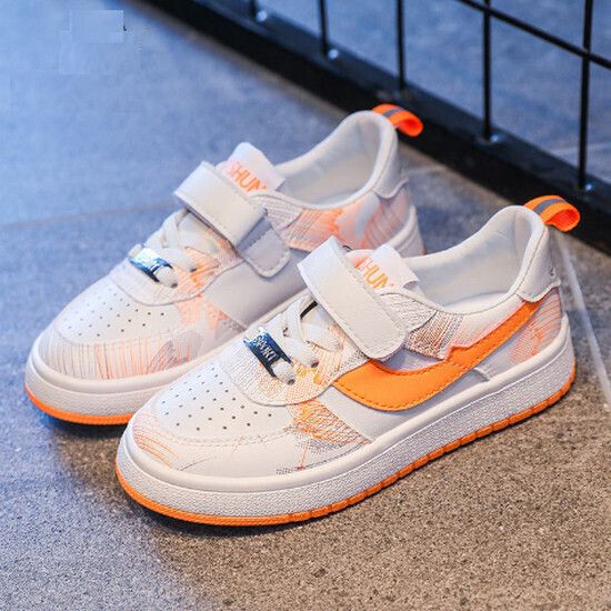 男童女童運動板鞋 低幫小白鞋（白桔 24碼-37碼）（下單後請聯酪客服確認發貨尺碼）