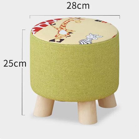 實木布藝小凳子【25高四圓凳（松木）長頸鹿】 #(GTN)