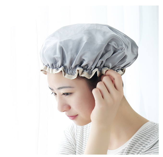 防水浴帽 女款浴帽 淋浴浴帽 成人浴帽 洗澡浴帽【顏色灰色】#(KFF)