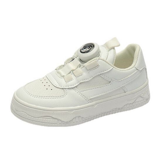 男童女童旋轉扣休閒板鞋（白色 24碼-37碼）（下單後請聯酪客服確認發貨尺碼）