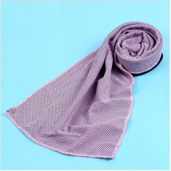 戶外速乾滌綸冷感毛巾 冰涼巾（粉色30*90cm 英文袋包裝）#(KFF)