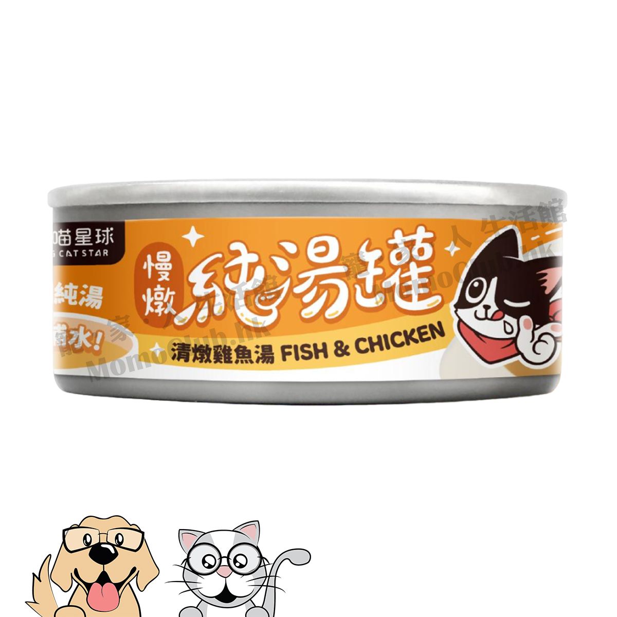 無膠慢燉純湯罐 (清燉雞魚湯-橙罐) 3罐, 80g x 3 [貓犬用] #12