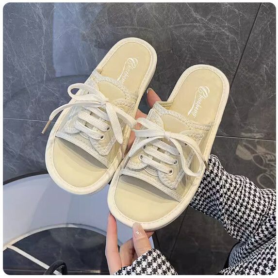 百搭軟底繫帶涼拖鞋女（黃色【35_40碼】(下單後聯繫客服確認發貨尺碼）