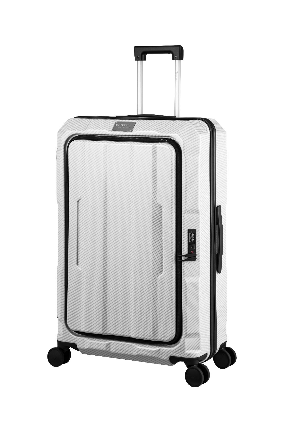 9680 29寸白色碳纖紋前開蓋行李箱YKK拉鏈