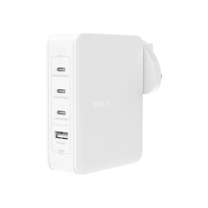 Belkin BoostCharge Pro 140W 4-Port GaN Wall Charger(FREE Travel Adapter)