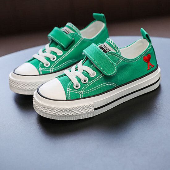 中性兒童帆布鞋 魔術貼佈鞋（綠色 24碼-37碼）（下單後請聯酪客服確認發貨尺碼）