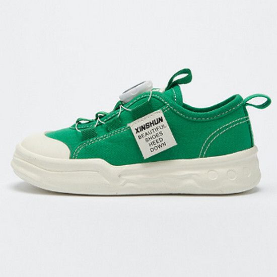 男童帆布鞋 旋轉鈕扣休閒鞋（綠色 24碼-37碼）（下單後請聯酪客服確認發貨尺碼）