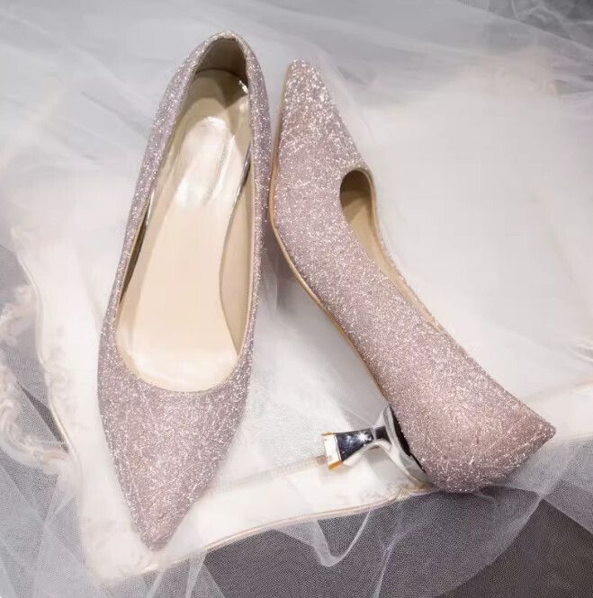 單鞋中跟鞋（香檳色 35-39碼）(下單後聯絡客服確認發貨尺碼)