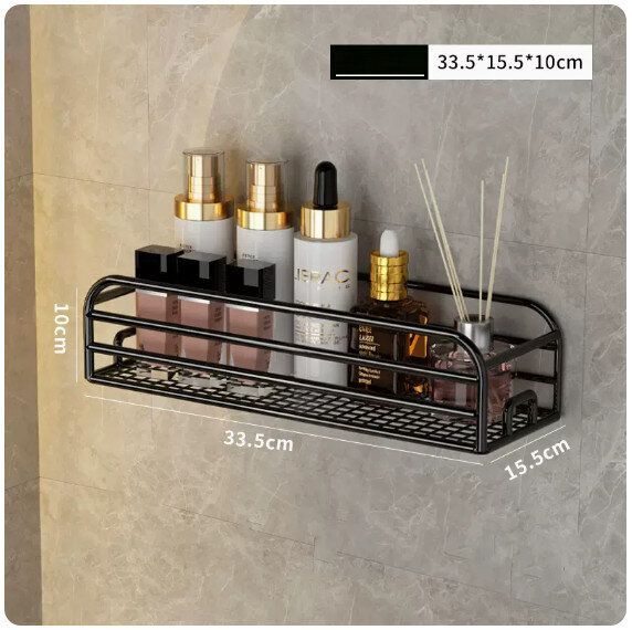 浴室掛架,廚房掛架,壁掛置物架【黑色中號】 