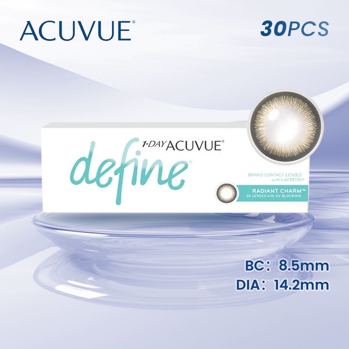Define【RC】閃鑽金(Radiant Charm)  每日即棄隱形眼鏡 (度數 -1.50) [平行進口] [新舊包裝隨機發貨]