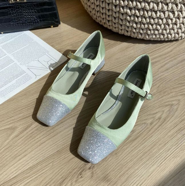 方頭粗跟鞋（2195-192綠色）（35-39碼，下單後聯絡客服確認發貨尺碼）