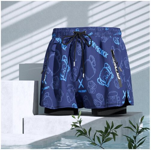 男士游泳泳褲（藍色小熊）（L-5XL）（下單後跟客服聯系發貨的尺寸）