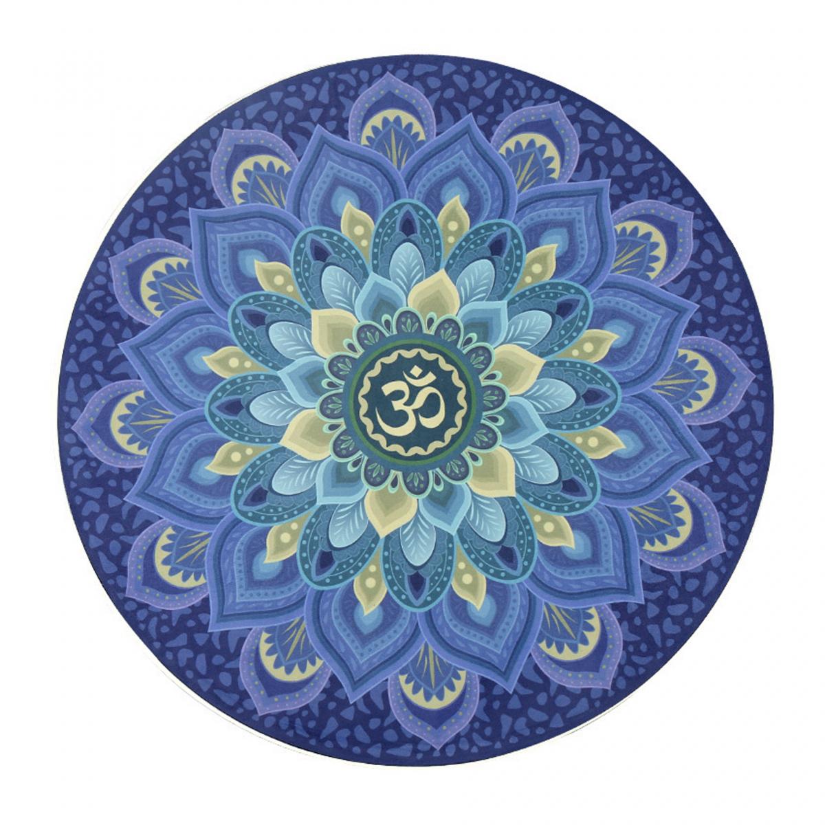 [purple + blue] Round Yoga Mat Meditation Floor Soft Seat Pad Circular Natural Rubber with microfiber surface