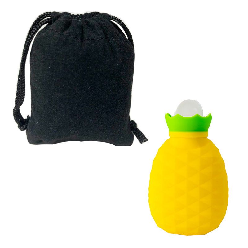 冷熱矽膠暖手器菠蘿形熱水袋帶熱水加熱冰敷冬季-黃色