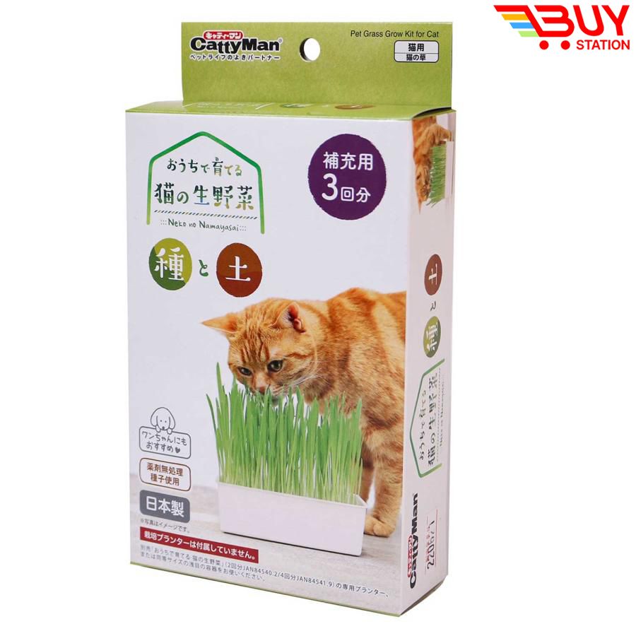 CattyMan Fresh wild vegetable catgrass seed culture soil 3-part refill 845426 (parallel import)