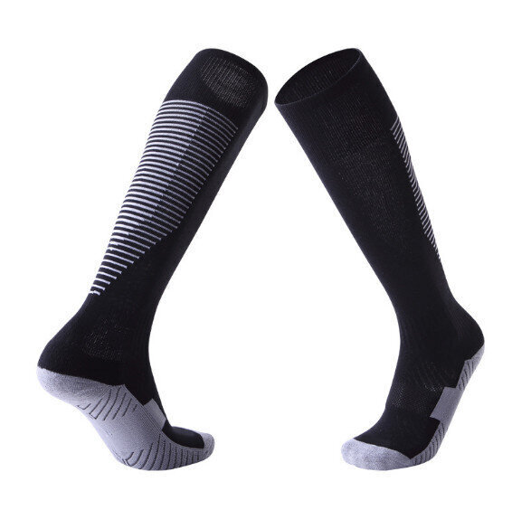 【1雙】加厚毛巾長筒運動襪（黑/白條）【成人均碼（37-45碼）】