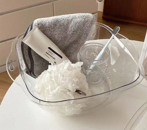 透明家用雙耳臉盆【大號透明】 #(KFF)