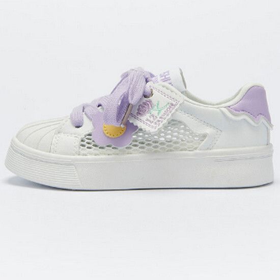 女童休閒網面透氣鞋（白紫 24碼-37碼）（下單後請聯酪客服確認發貨尺碼）