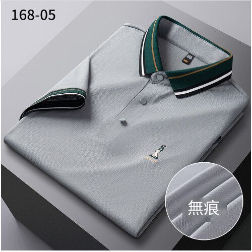 男士純色翻領短袖T恤（05灰色L-5XL碼）（下單後聯繫客服確認發貨尺碼）
