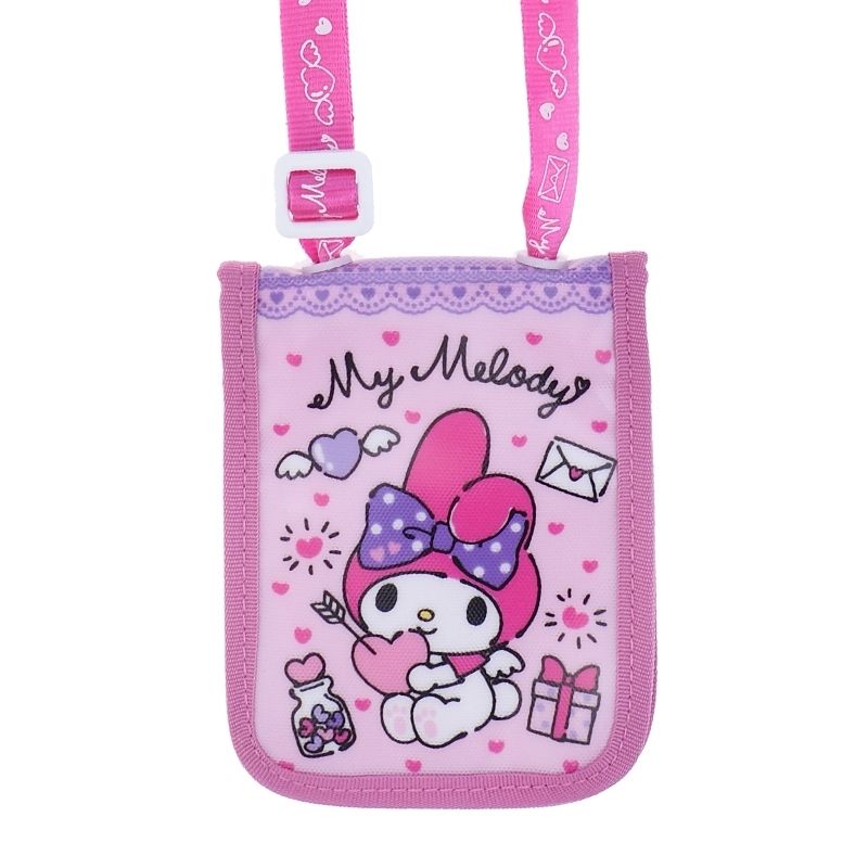 My Melody Laminated Fabric Card Holder with Neck Strap