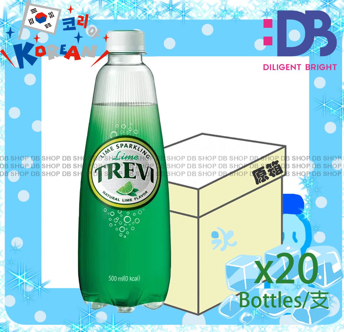 [Full case] korea Trevi Sparkling Water (Lime Flavoured) (500ml X 20)