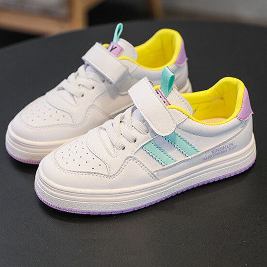 男童女童百搭板鞋休閒鞋（白紫 24碼-37碼）（下單後請聯酪客服確認發貨尺碼）