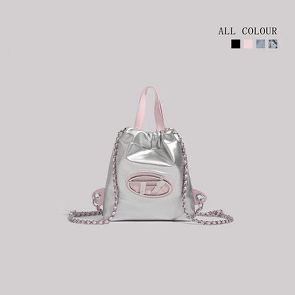 多功能雙肩包鏈條單肩斜挎小包包【粉色】【尺寸：26cm*6cm*26cm】