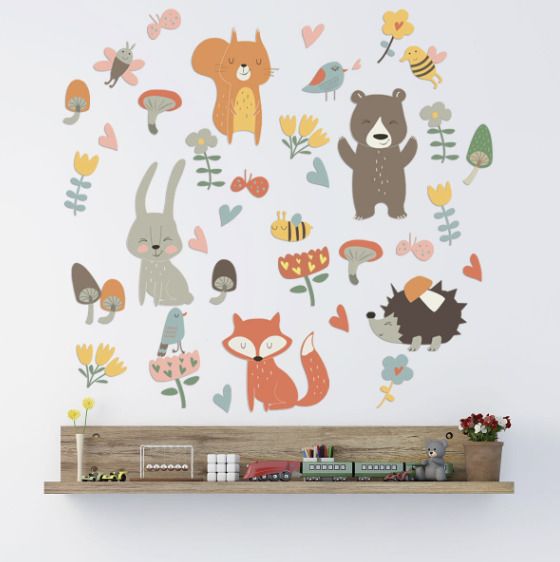 Funny and proud wall stickers cute animals flowers