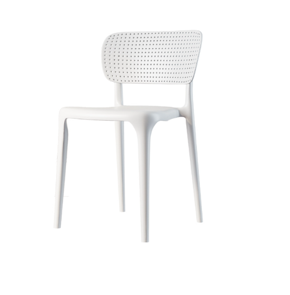 家用一體膠凳子餐椅塑膠靠背椅子(白色)#(GTN)