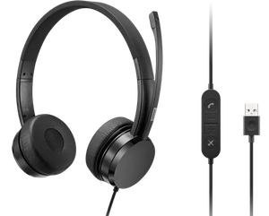 Lenovo USB-A Wired Stereo On-Ear Headset (with Control Box)