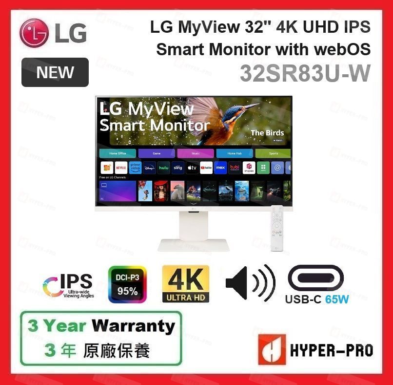 31.5'' MyView 4K IPS Smart Monitor 32SR83U-W (webOS) (2024 NEW Model)