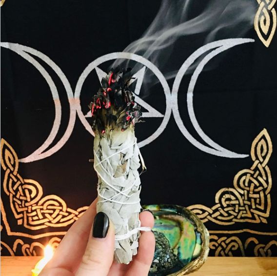 White Sage Smoked Crystal Purifies and Removes Negative Energy (4")