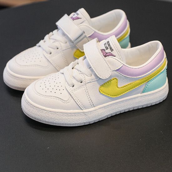 男童女童板鞋鞋子 兒童小白鞋（白紫 24碼-37碼）（下單後請聯酪客服確認發貨尺碼）