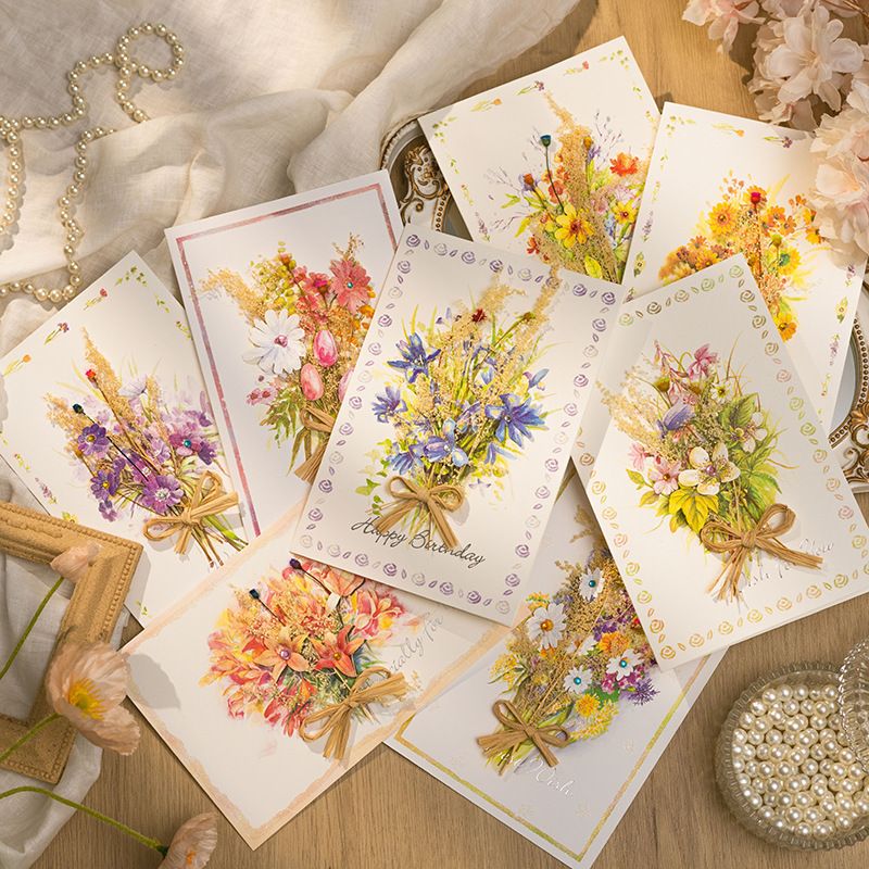 (Random) 17cm dried flower birthday card/greeting card/thank you card/ Mother's Day card