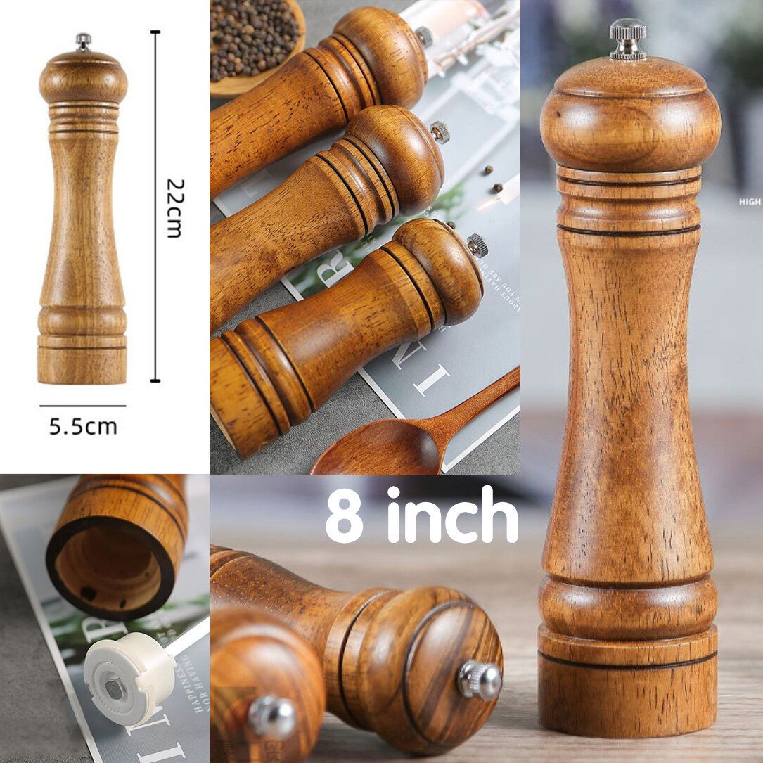 [8 inches] Oak Spice Pepper Grinder Black Pepper Grain Instant Grinding Bottle Spice Grinding