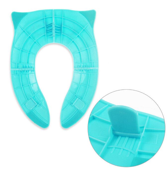 嬰幼兒便攜式旅行摺疊馬桶墊（藍色大眼）#(GTN)