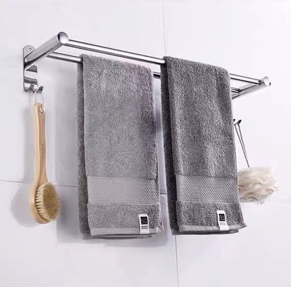 304不銹鋼免打孔掛杆浴室毛巾掛架【50CM 平行杆】#(GTN)