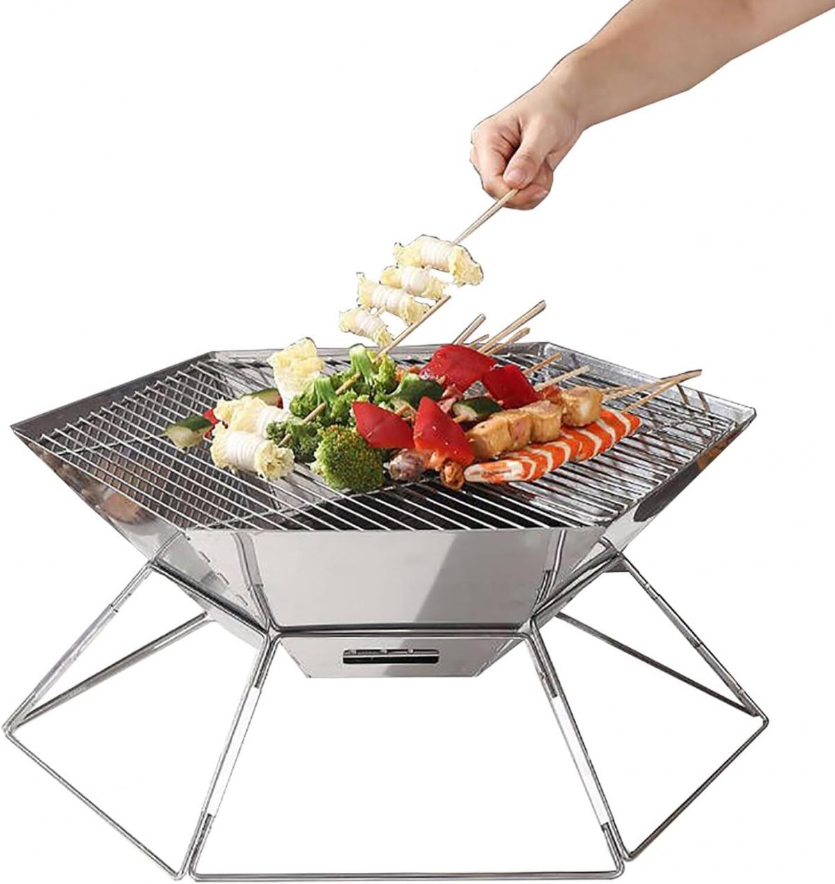 Portable Charcoal Grill,Hexagonal Barbecue Rack, Portable Camping Grill Charcoal for Outdoor
