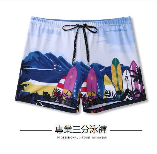 平角男士游泳褲（藍色山川）（5XL）