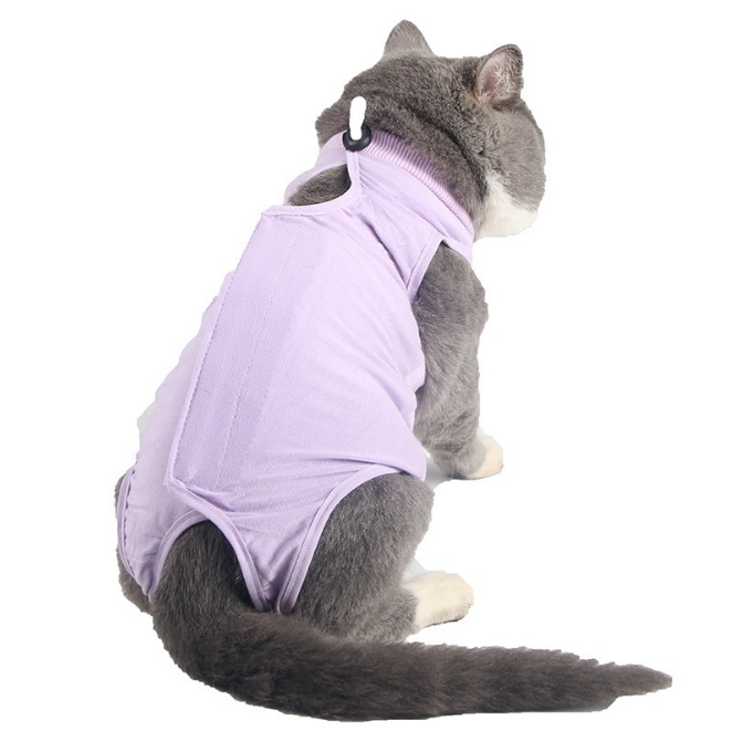 寵物貓貓術後服（紫色，尺碼：M碼，建議體重4-8磅）