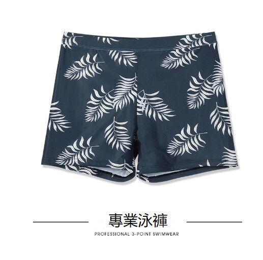 平角男士游泳褲（時尚樹葉）（4XL）