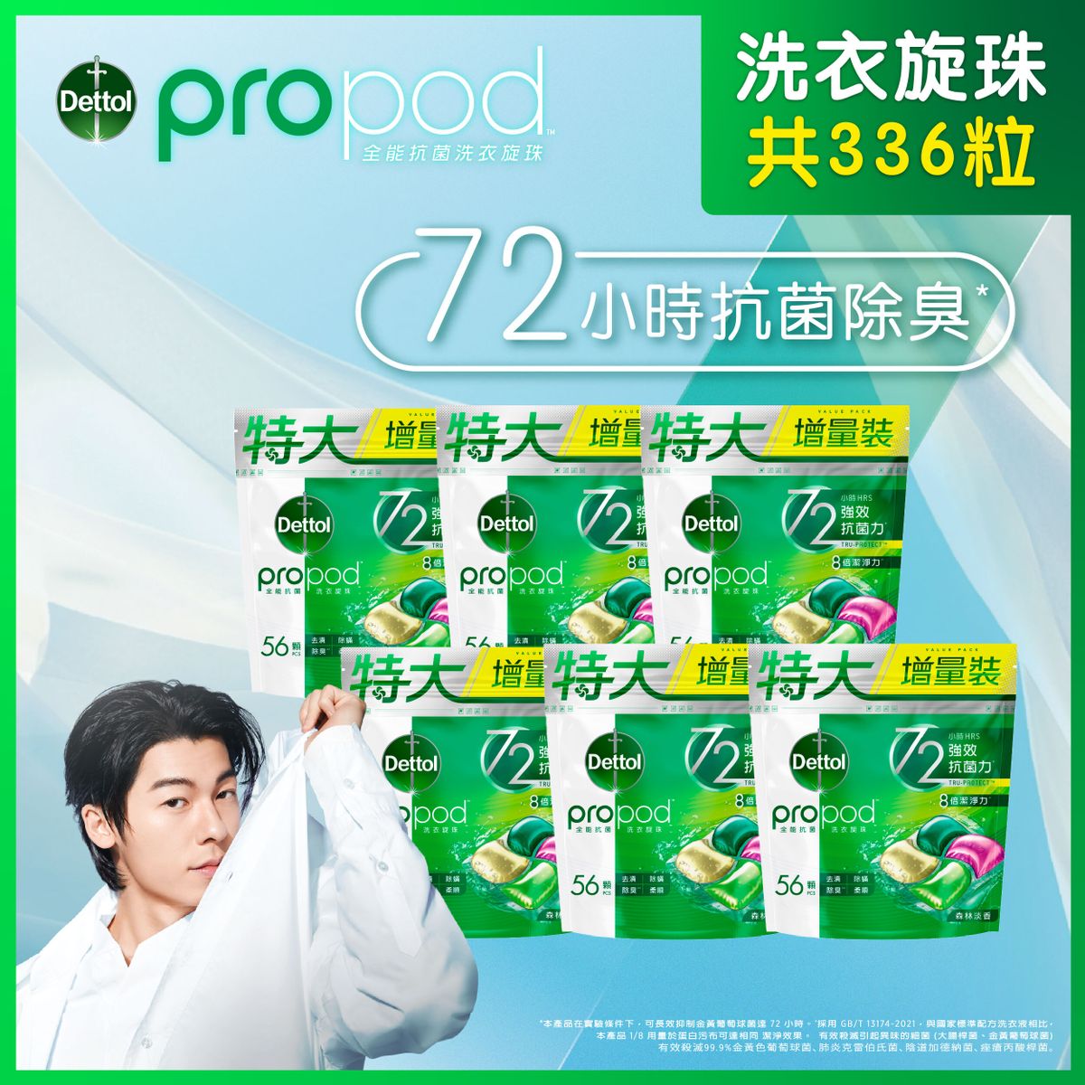 [6件優惠裝] ] 全能抗菌洗衣珠 (森林淡香) 56粒裝 | 洗衣球 洗衣 洗衣液 洗衣膠囊 洗衫珠 洗衣粒