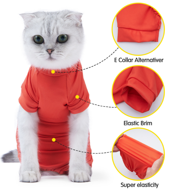 寵物貓咪四腳衣（玫紅色，尺碼：S碼，建議體重3-4kg）