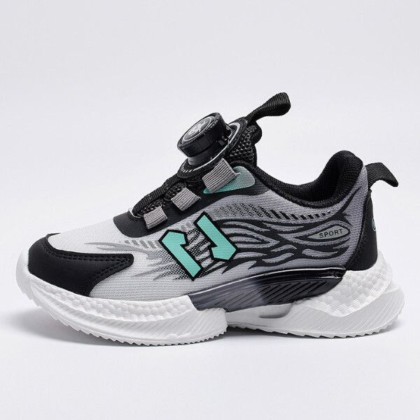 男童運動鞋 女童旋轉鈕扣休閒鞋（黑色 24碼-37碼）（下單後請聯酪客服確認發貨尺碼）