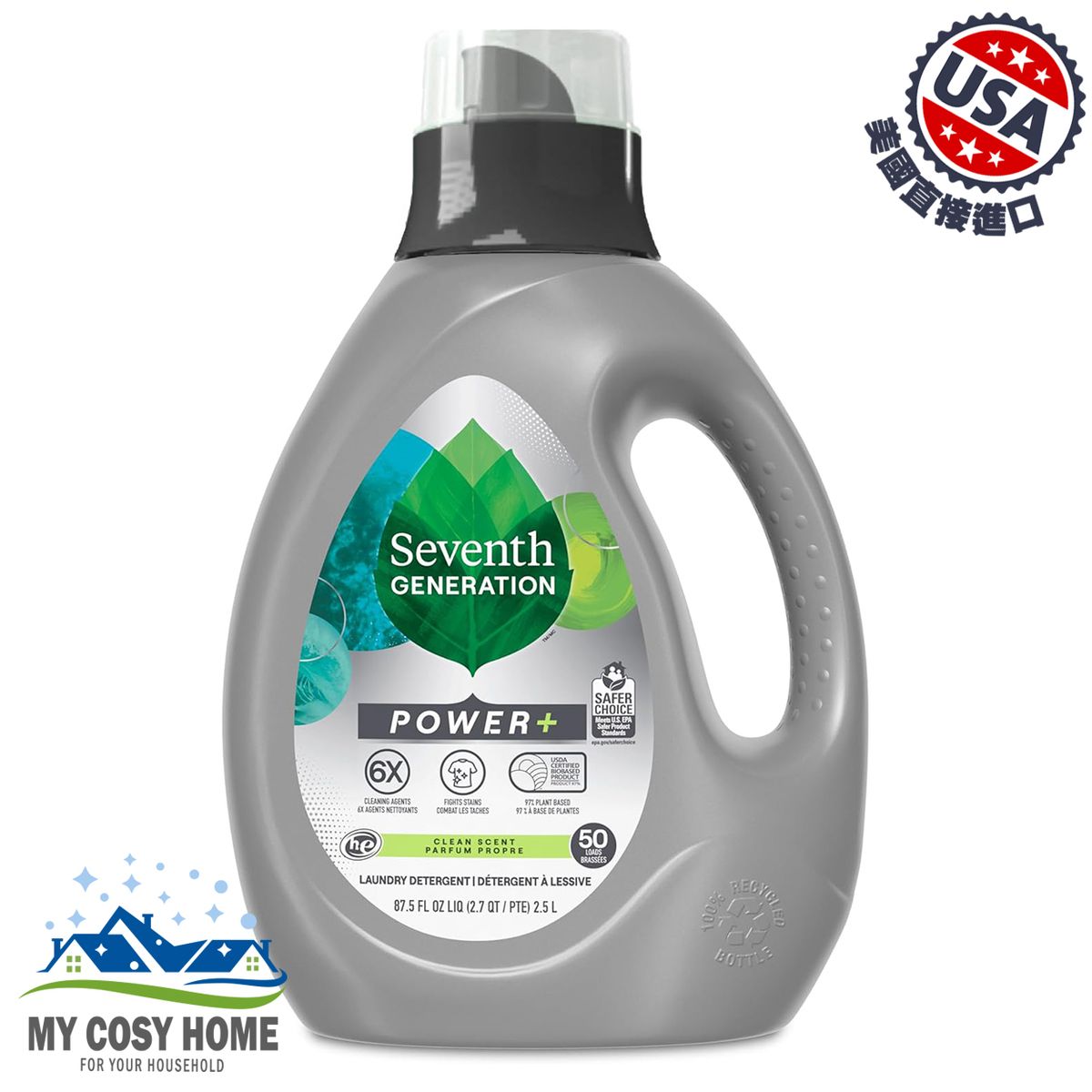 Power+ Fights Stains & 6X Cleaning Liquid Laundry Detergent (87.5fl oz/ 2.5L)(Parallel Import)